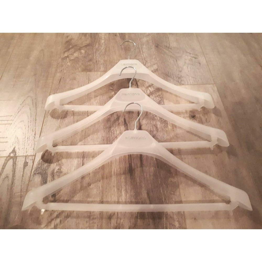 Set of 3 White Transparent Large SIMONS Department Store  Hangers